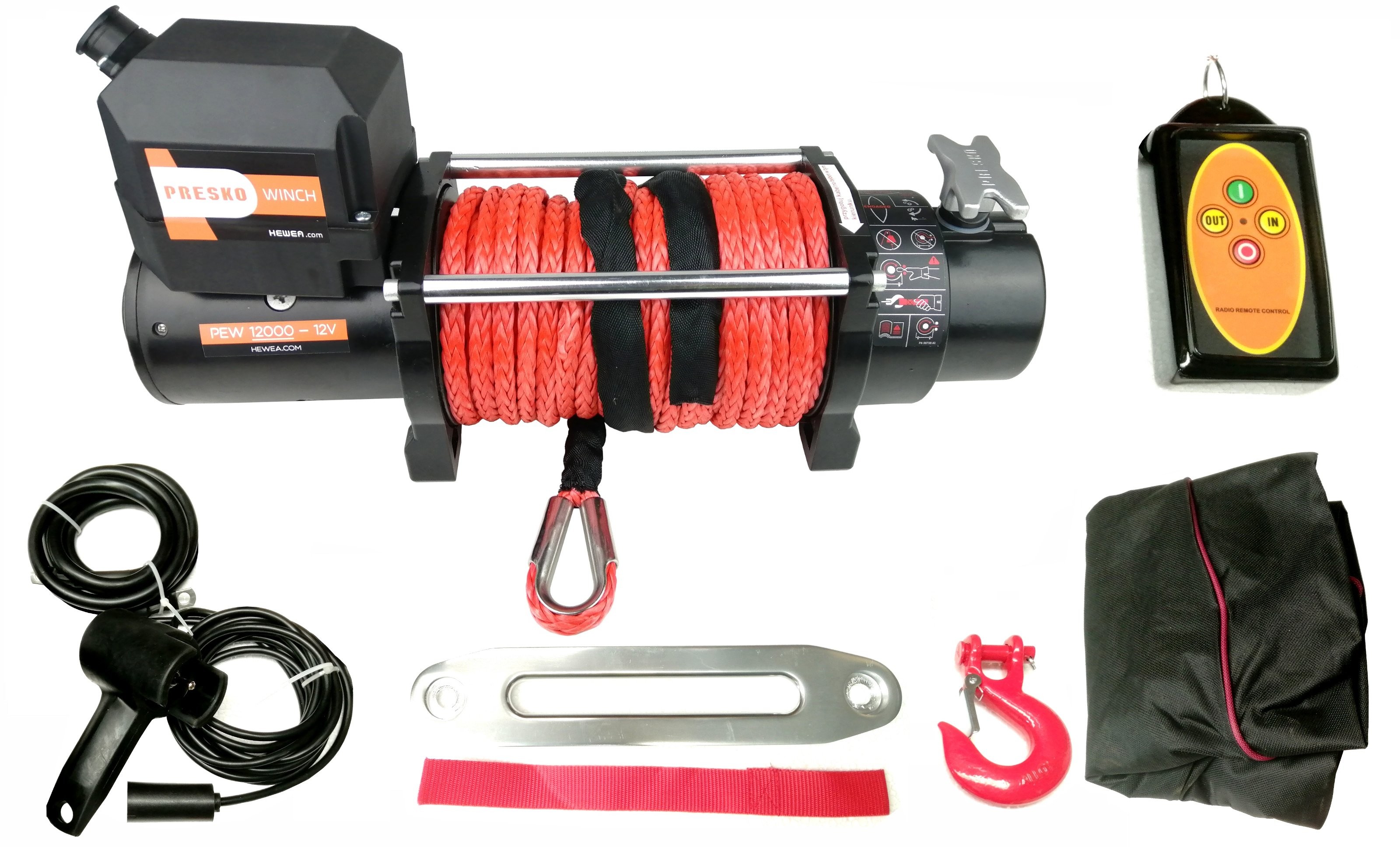 Wyciągarka Presko Winch PEW 12000 HD lina syntetyczna WinchStore pl